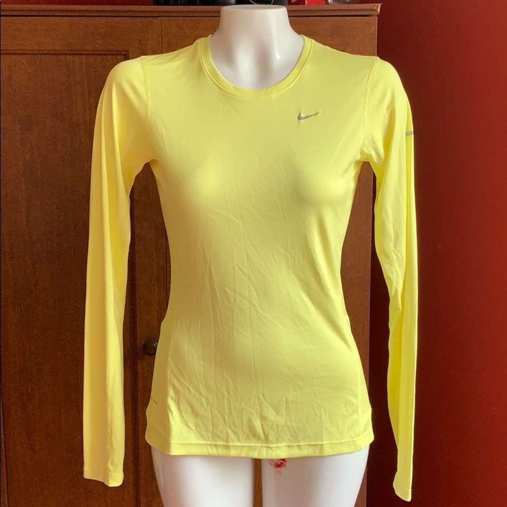 Nike Women’s Dri-Fit Neon Green Long Sleeve T’